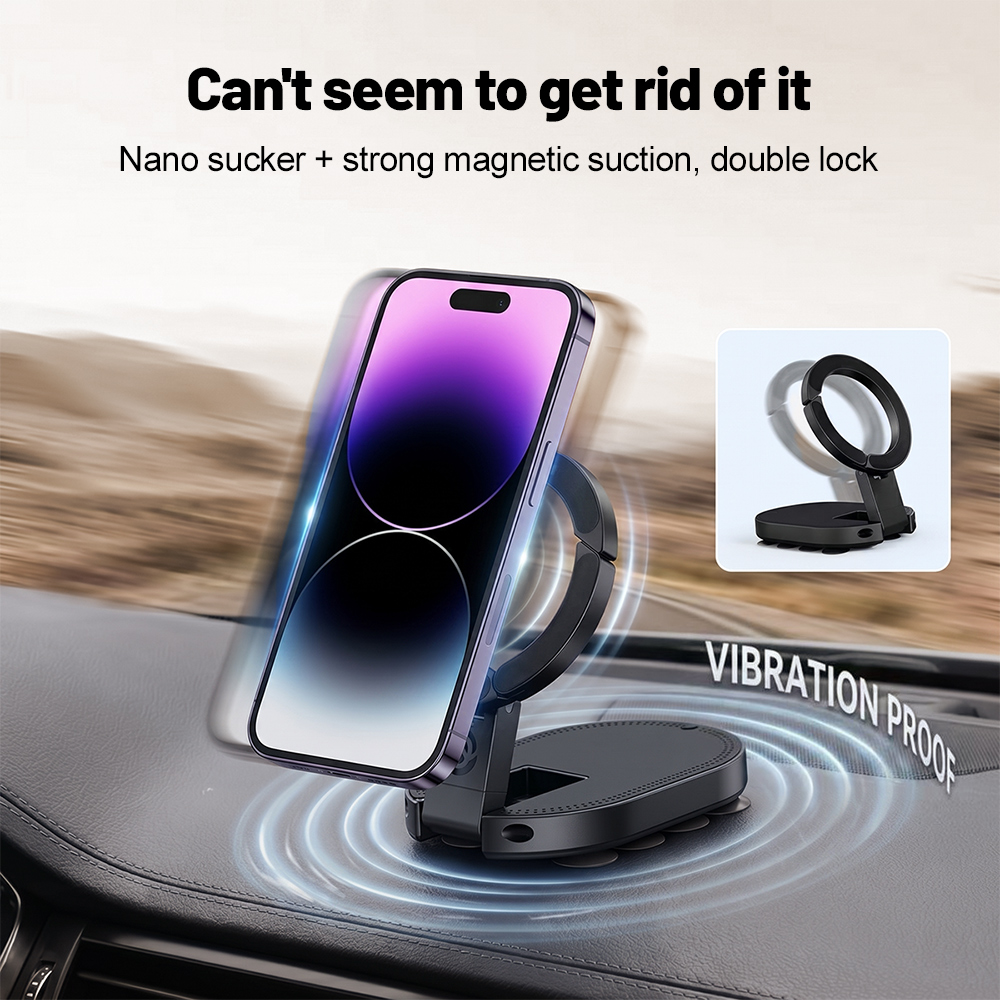 Glass Bed - 360° Rotation 3‑In‑1 Suction Cup Magnetic