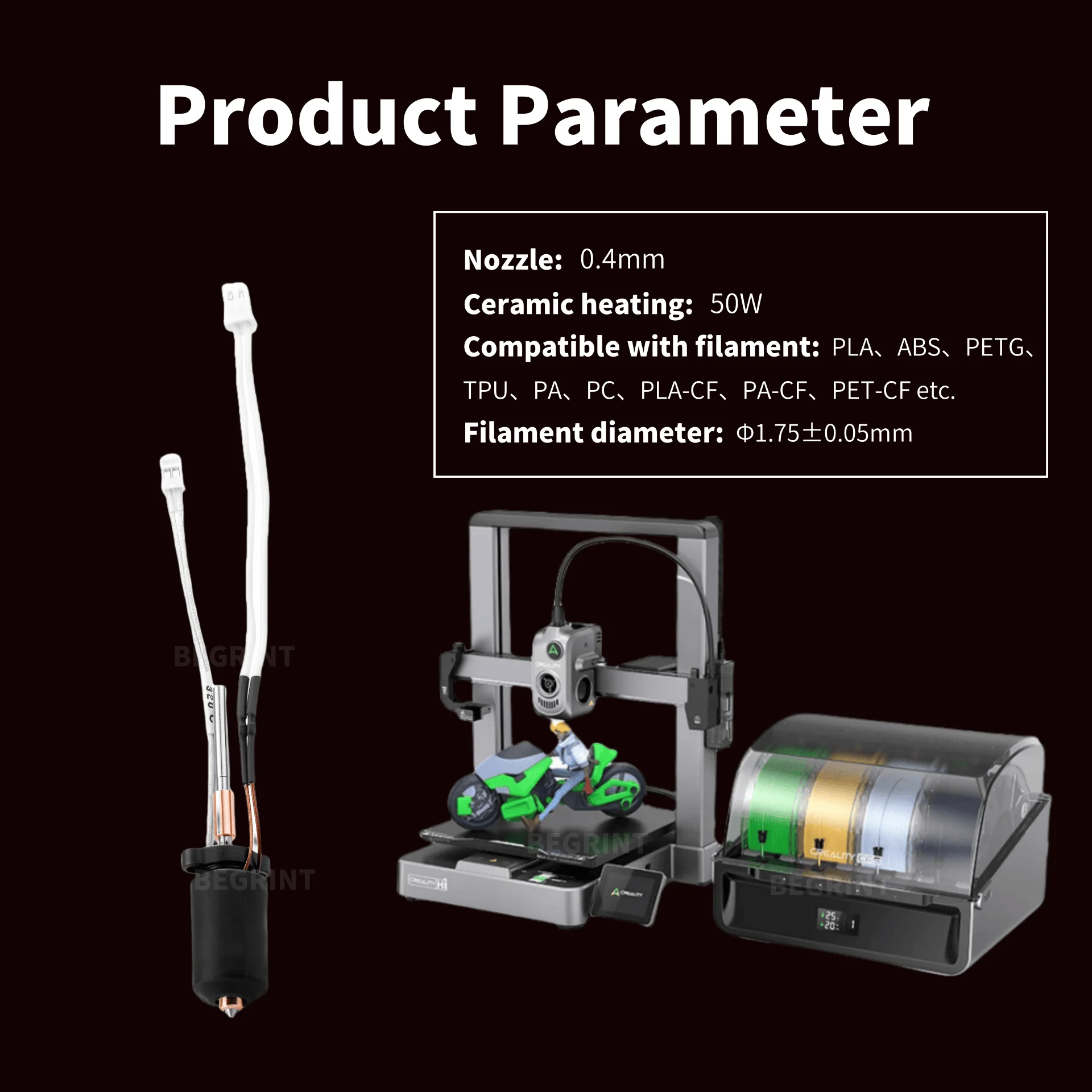 High Temp Ceramic Heater Hoten - Hotend Assembly review and price